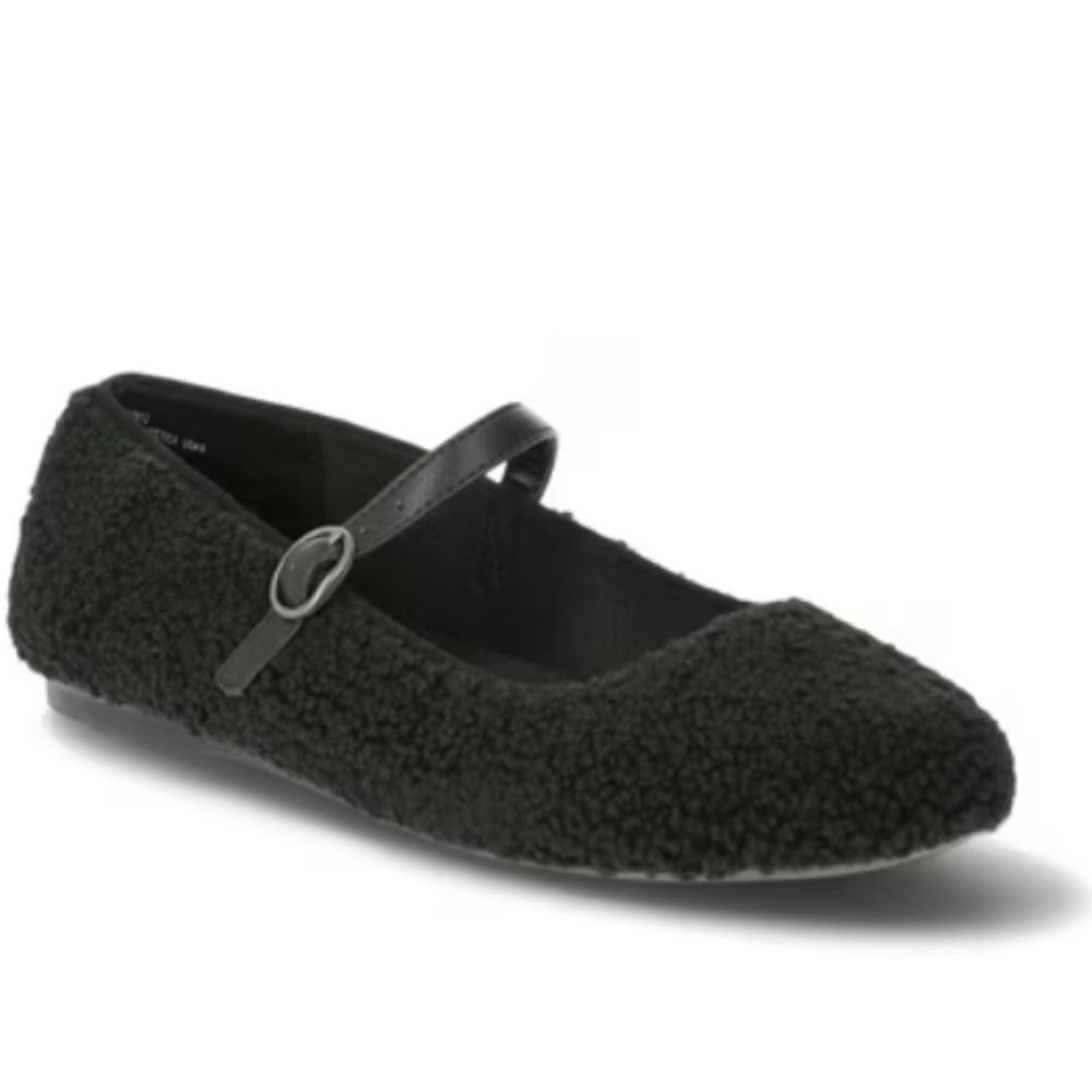 Portland Boot Company Black Sherpa Ballet Flats